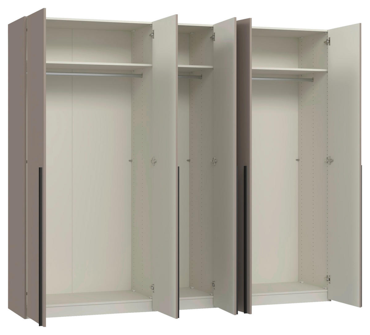 DREHTÜRENSCHRANK 253/220/59 cm,  in Hellbraun, 5-türig  - Hellbraun/Schwarz, Design, Holzwerkstoff/Metall (253/220/59cm) - Jutzler