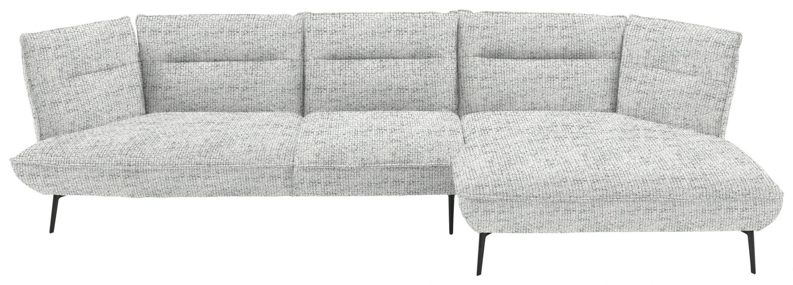 ECKSOFA in Flachgewebe Hellgrau  - Hellgrau/Schwarz, Design, Textil/Metall (339/153cm) - Moderano