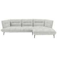 ECKSOFA in Flachgewebe Hellgrau  - Hellgrau/Schwarz, Design, Textil/Metall (339/153cm) - Moderano