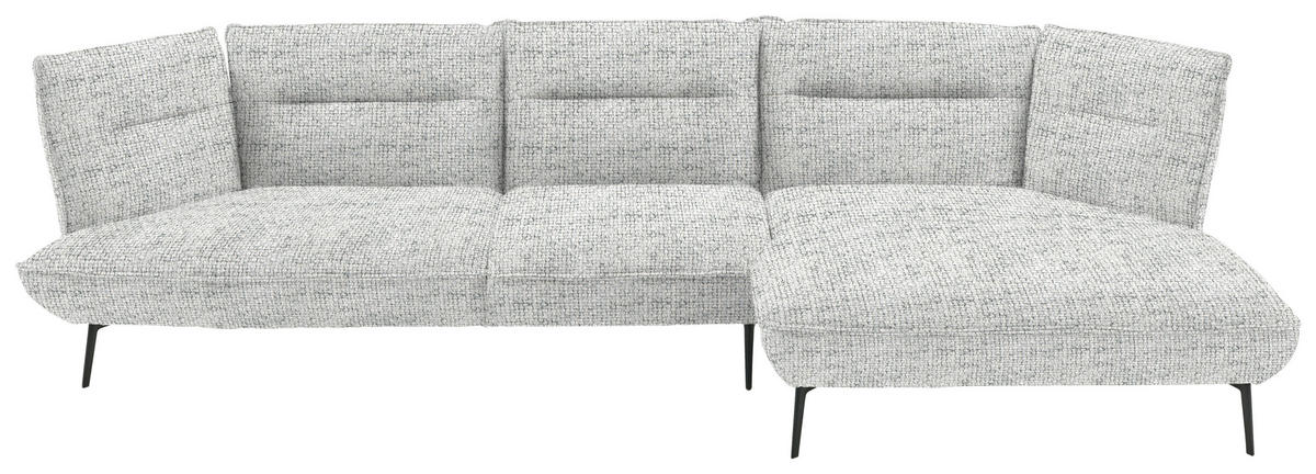 ECKSOFA in Flachgewebe Hellgrau  - Hellgrau/Schwarz, Design, Textil/Metall (339/153cm) - Moderano
