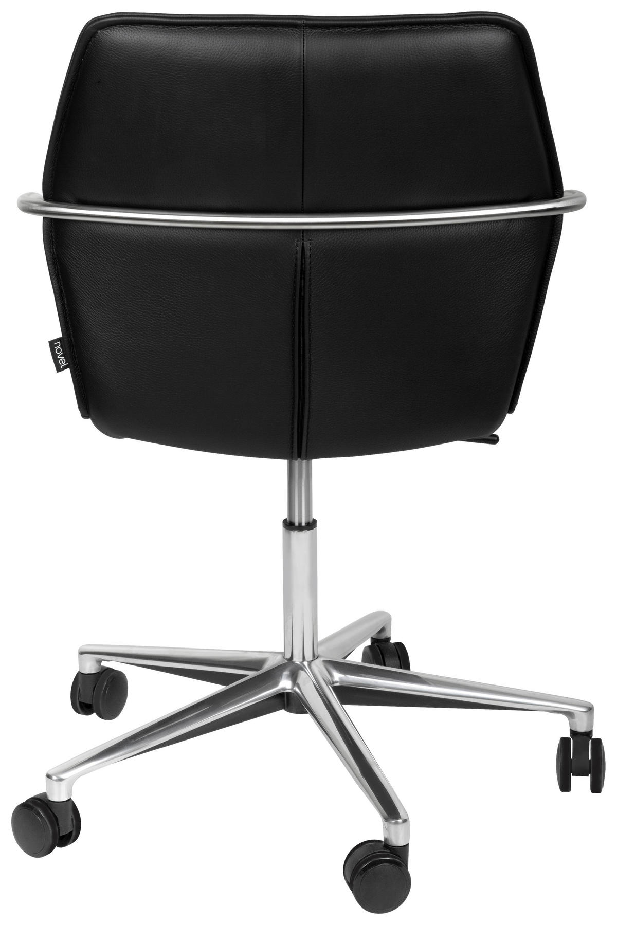 DREHSTUHL  in Schwarz, Edelstahlfarben  - Chromfarben/Edelstahlfarben, Design, Leder/Kunststoff (56,5/82-94/60cm) - Novel