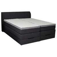 BOXSPRINGBETT 180/200 cm,  in Anthrazit, Matratze, Bettkasten, Topper, H2 + H3 = mittel + fest  - Anthrazit, KONVENTIONELL, Textil (180/200cm) - Carryhome