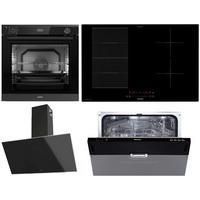 ELEKTROGERÄTESET AIP858 Backofen mit Pyrolyse  - Schwarz, Basics, Glas/Metall - Oranier