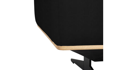 ECKSOFA in Echtleder Schwarz 305/163 cm - Eichefarben/Schwarz, Design, Leder/Holz (305/163cm) - Novel