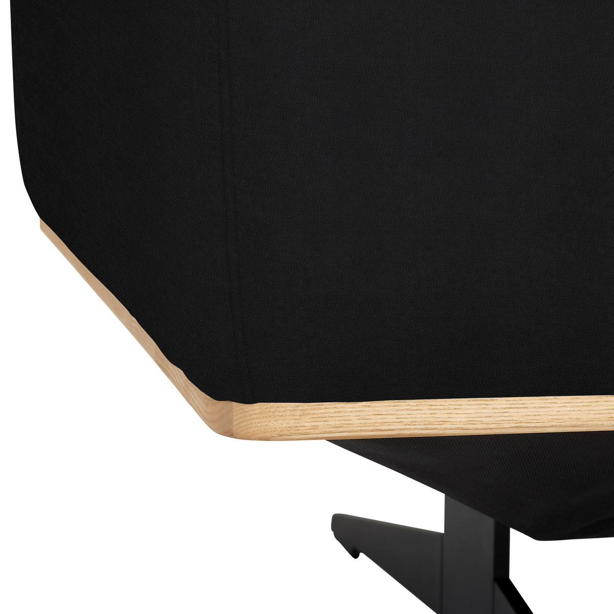 ECKSOFA in Echtleder Schwarz  305/163 cm  - Eichefarben/Schwarz, Design, Leder/Holz (305/163cm) - Novel