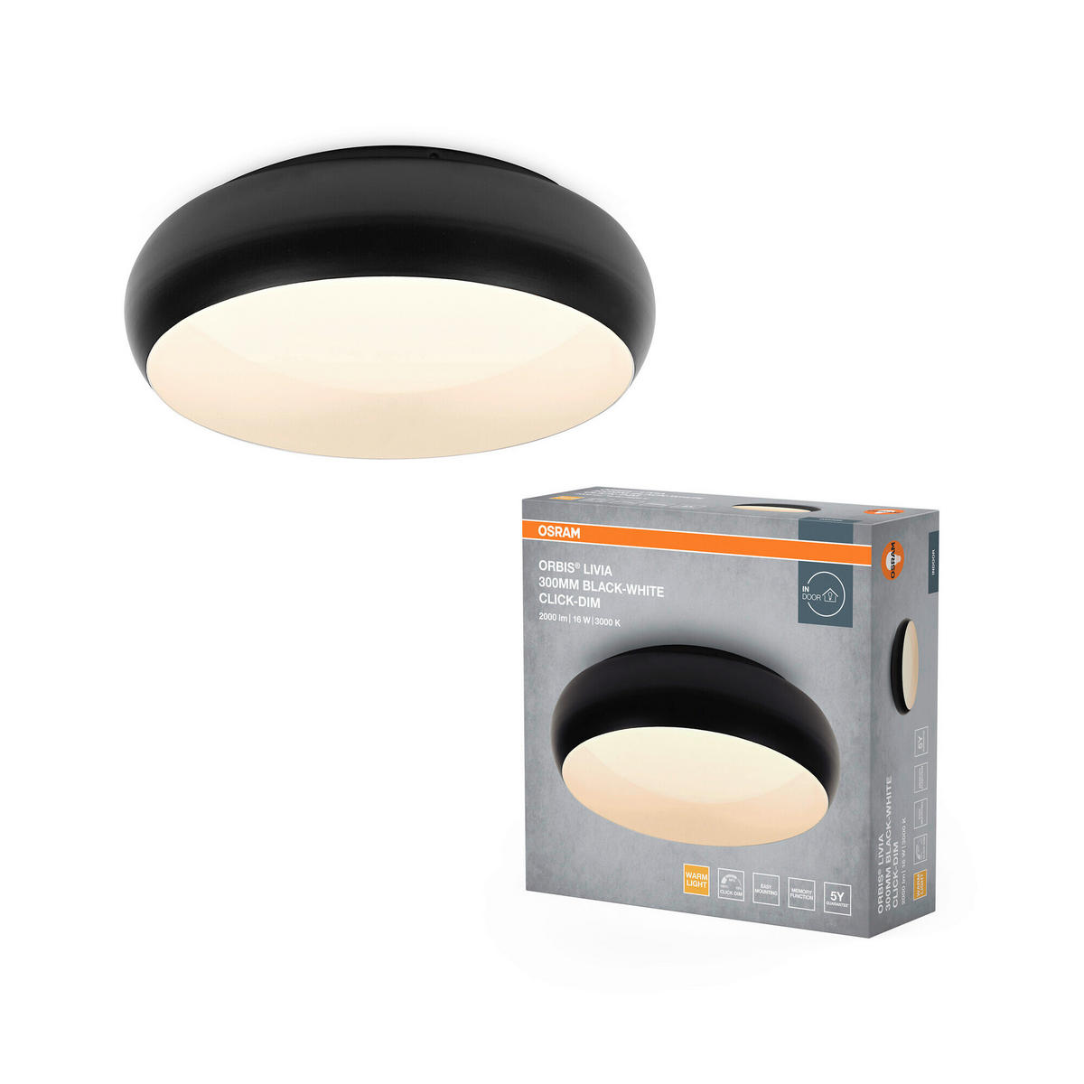 LED-DECKENLEUCHTE 30/9.5 cm   - Design, Kunststoff/Metall (30/9.5cm) - Osram