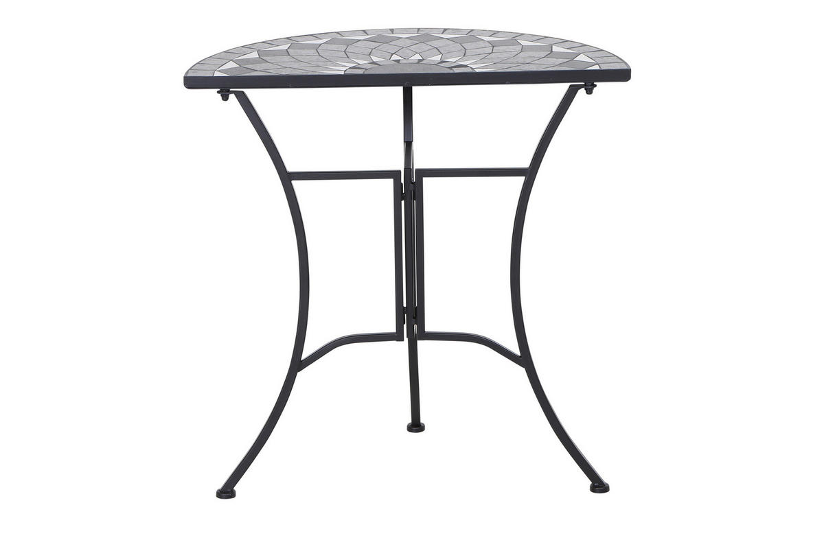 GARTENTISCH 35,5/70/71 cm Metall, Keramik rund  - Schwarz, KONVENTIONELL, Keramik/Metall (35,5/70/71cm) - Siena Garden