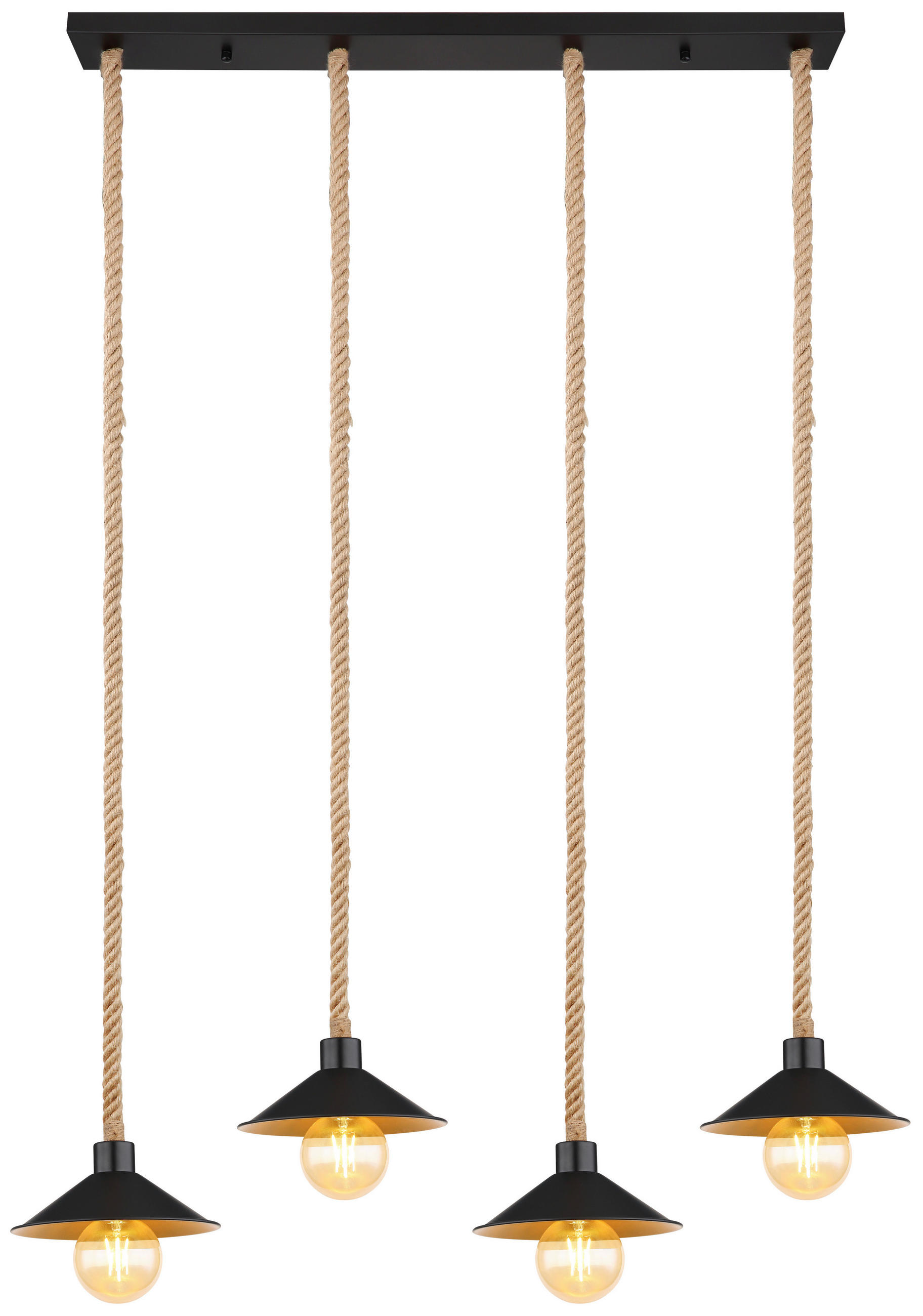 HÄNGELEUCHTE 112,5/22/170 cm  - Goldfarben/Schwarz, Natur, Naturmaterialien/Metall (112,5/22/170cm) - Globo