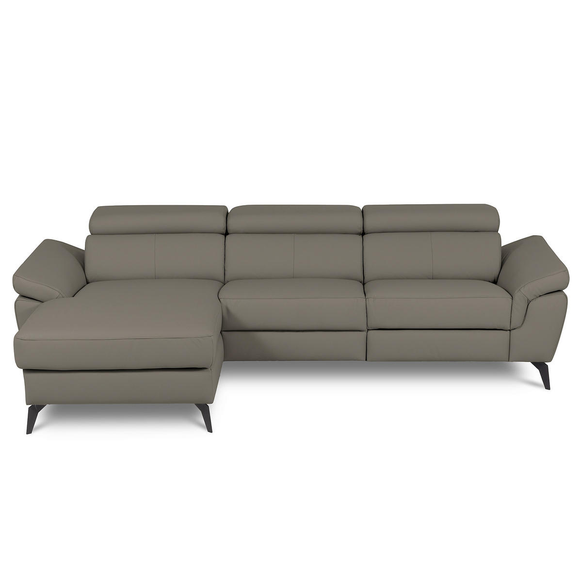 ECKSOFA SONO in Lederlook Echtleder Schlammfarben Armteilverstellung, Kopfteilverstellung  179/252 cm  - Schlammfarben/Schwarz, Design, Leder/Textil (179/252cm) - Livetastic