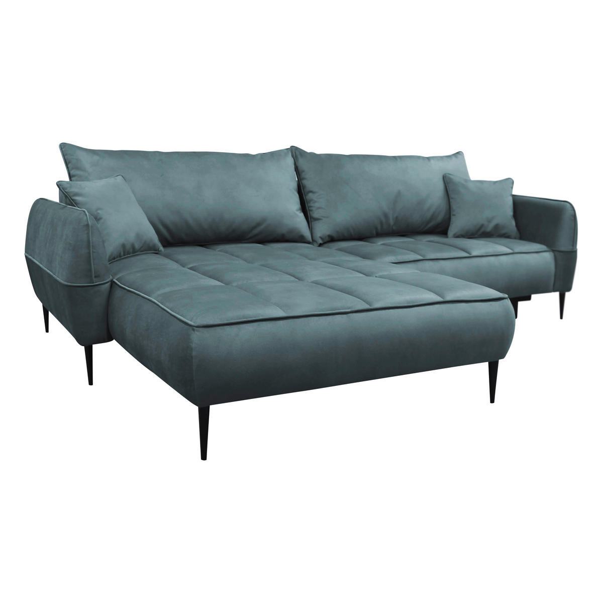 ECKSOFA Blau Velours  - Blau/Schwarz, Design, Textil/Metall (189/260cm) - MID.YOU