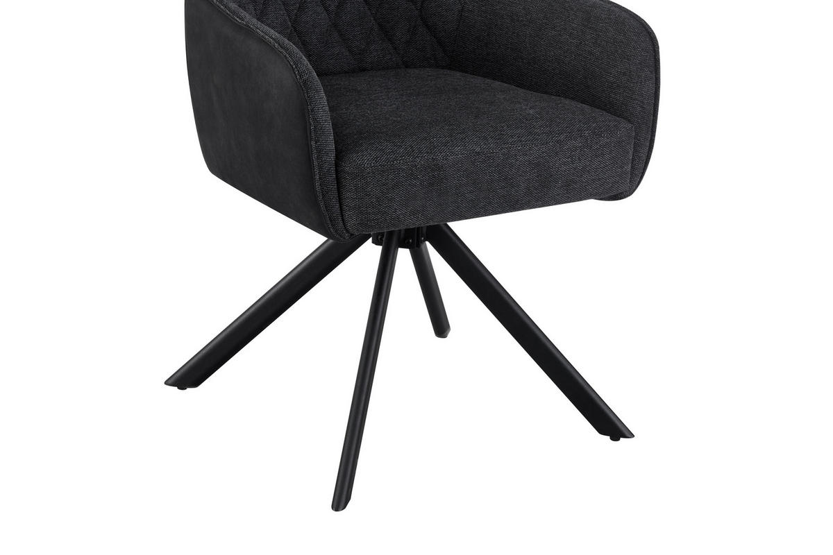 ARMLEHNSTUHL  in Eisen Webstoff, Leinenoptik  - Schwarz/Grau, KONVENTIONELL, Holz/Textil (57/84/63cm) - Livetastic