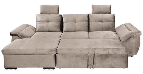 ECKSOFA  in Mikrovelours Creme  - Creme/Schwarz, KONVENTIONELL, Kunststoff/Textil (170/275cm) - Carryhome