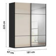SCHWEBETÜRENSCHRANK 181/223/68 cm 2-türig Schwarz, Champagner  - Champagner/Schwarz, KONVENTIONELL, Glas/Holzwerkstoff (181/223/68cm) - Novel