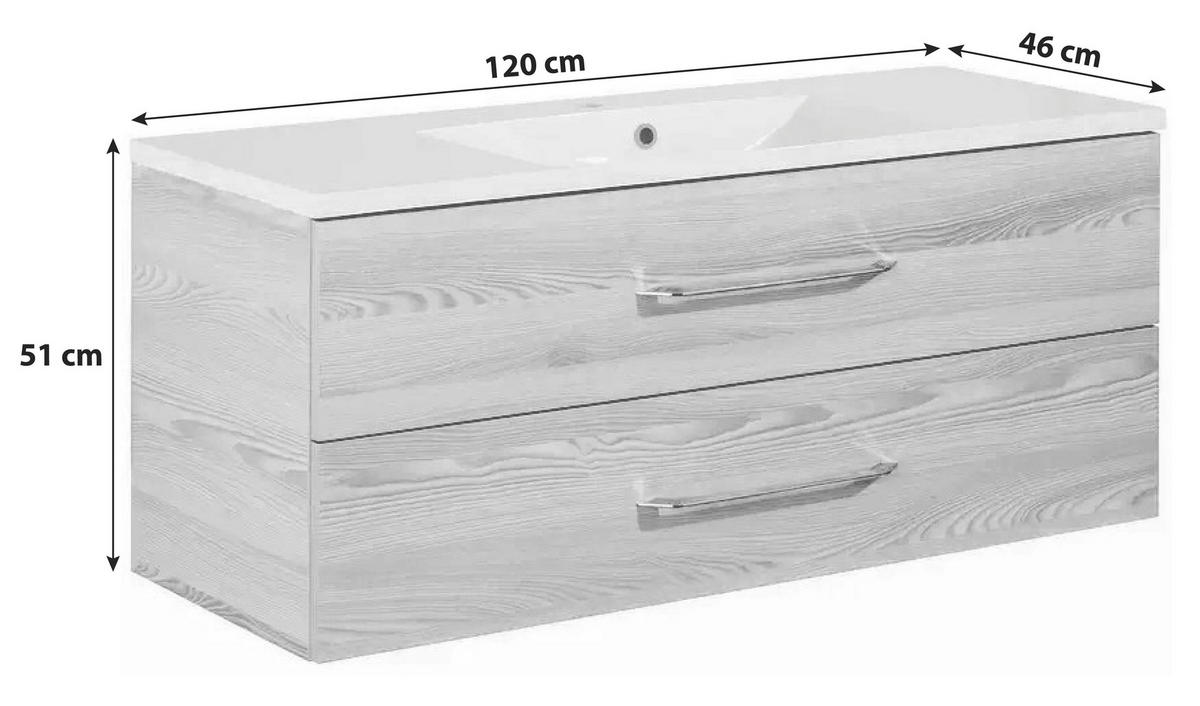 WASCHTISCHKOMBI 120 cm  - Alufarben/Weiß, MODERN, Holzwerkstoff/Kunststoff (120cm) - MID.YOU