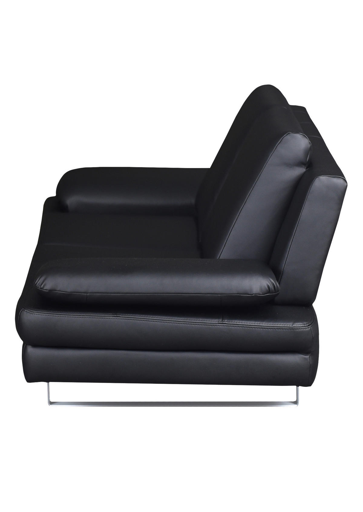 2-SITZER-SOFA in Lederlook Schwarz  - Schwarz/Grau, Design, Textil/Metall (198/78/88cm) - MID.YOU