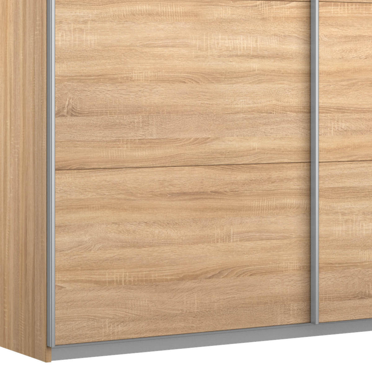 SCHWEBETÜRENSCHRANK  in Sonoma Eiche  - Alufarben/Sonoma Eiche, MODERN, Holzwerkstoff/Metall (181/230/62cm) - Rauch Möbel