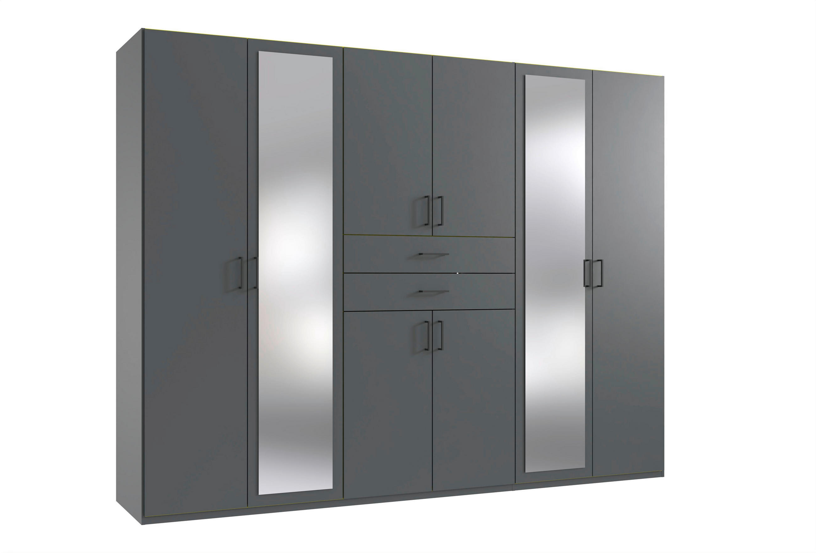 KLEIDERSCHRANK 270/210/58 cm,  in Graphitfarben, 8 Tür(en)  - Schwarz/Graphitfarben, KONVENTIONELL, Holzwerkstoff/Kunststoff (270/210/58cm) - P & B