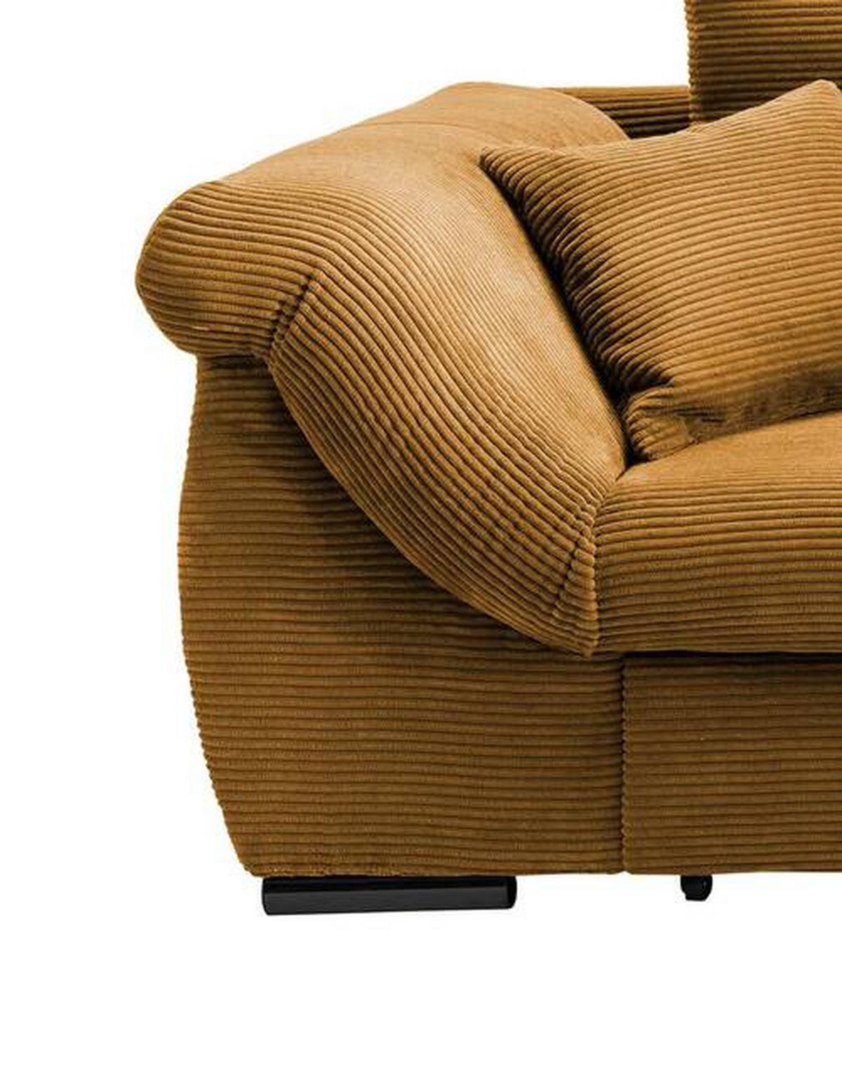 ECKSOFA in Cord Goldfarben  - Goldfarben/Schwarz, Modern, Holz/Textil (302/188cm) - MID.YOU