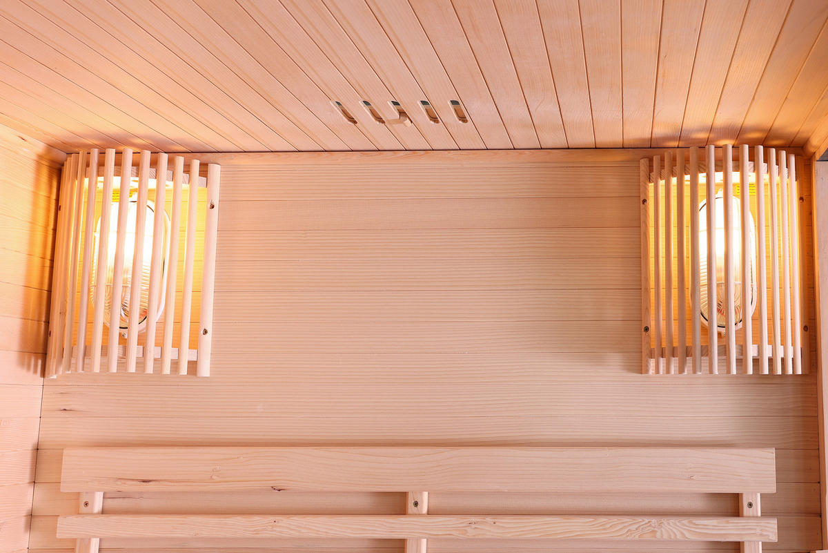 SAUNA für 2 Personen  - Naturfarben, Basics, Glas/Holz (130/120/200cm) - Sanotechnik