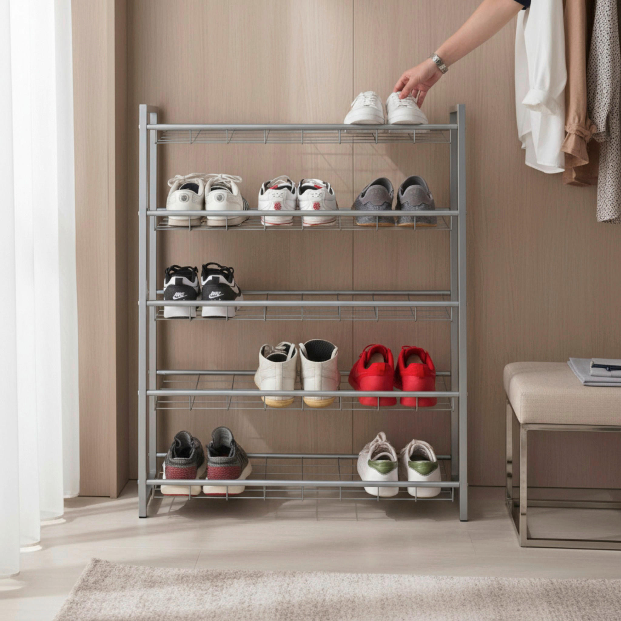 REGÁL NA TOPÁNKY, hliníková, 80/106/30 cm - hliníková, Design, kov (80/106/30cm) - Carryhome