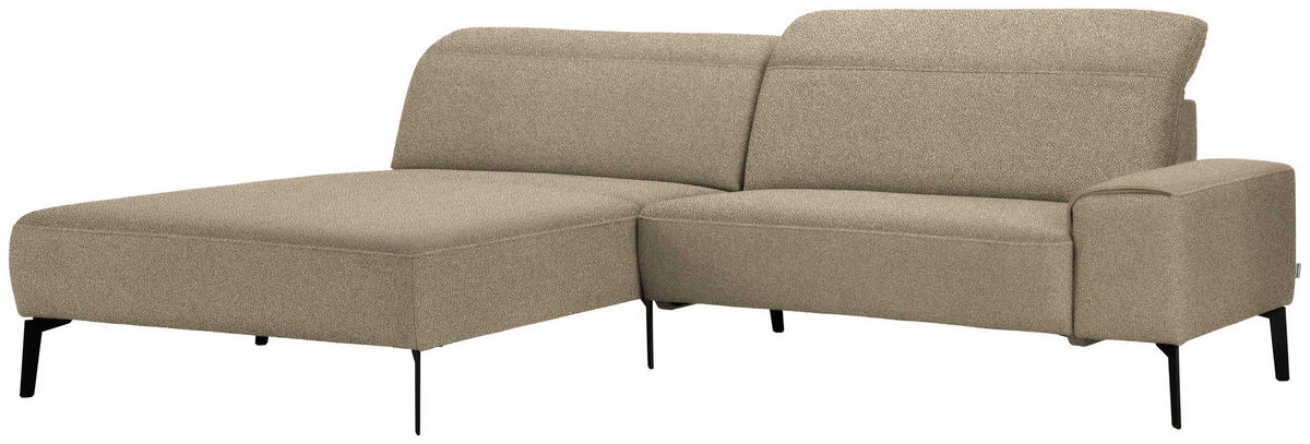 ECKSOFA in Mikrofaser Beige  - Beige/Schwarz, Design, Textil/Metall (203/266cm) - Johann Jakob