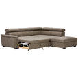 ECKSOFA Taupe Lederlook  - Taupe/Schwarz, Design, Kunststoff/Textil (263/230cm) - Hom`in