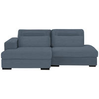 ECKSOFA in Cord, Velours Blaugrau  - Blaugrau/Schwarz, Design, Kunststoff/Textil (158/223cm) - Lomoco