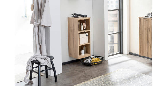 BADEZIMMERREGAL 30/79/35 cm  - Eiche Wotan/Silberfarben, Natur, Holzwerkstoff/Kunststoff (30/79/35cm) - Xora