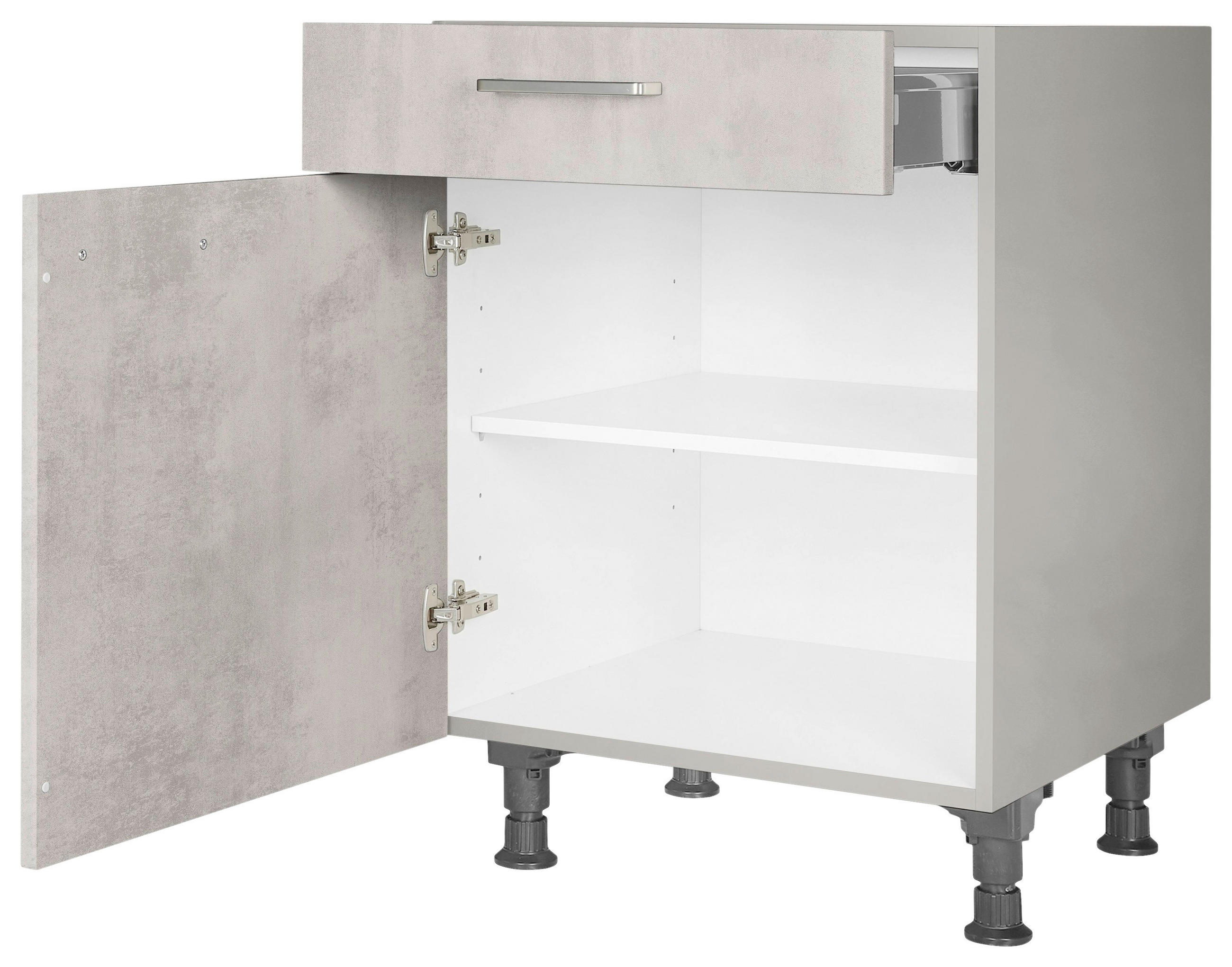 SCHUBKASTENUNTERSCHRANK 60/87/56 cm  in Hellgrau  - Edelstahlfarben/Hellgrau, MODERN, Holzwerkstoff/Metall (60/87/56cm) - Nobilia