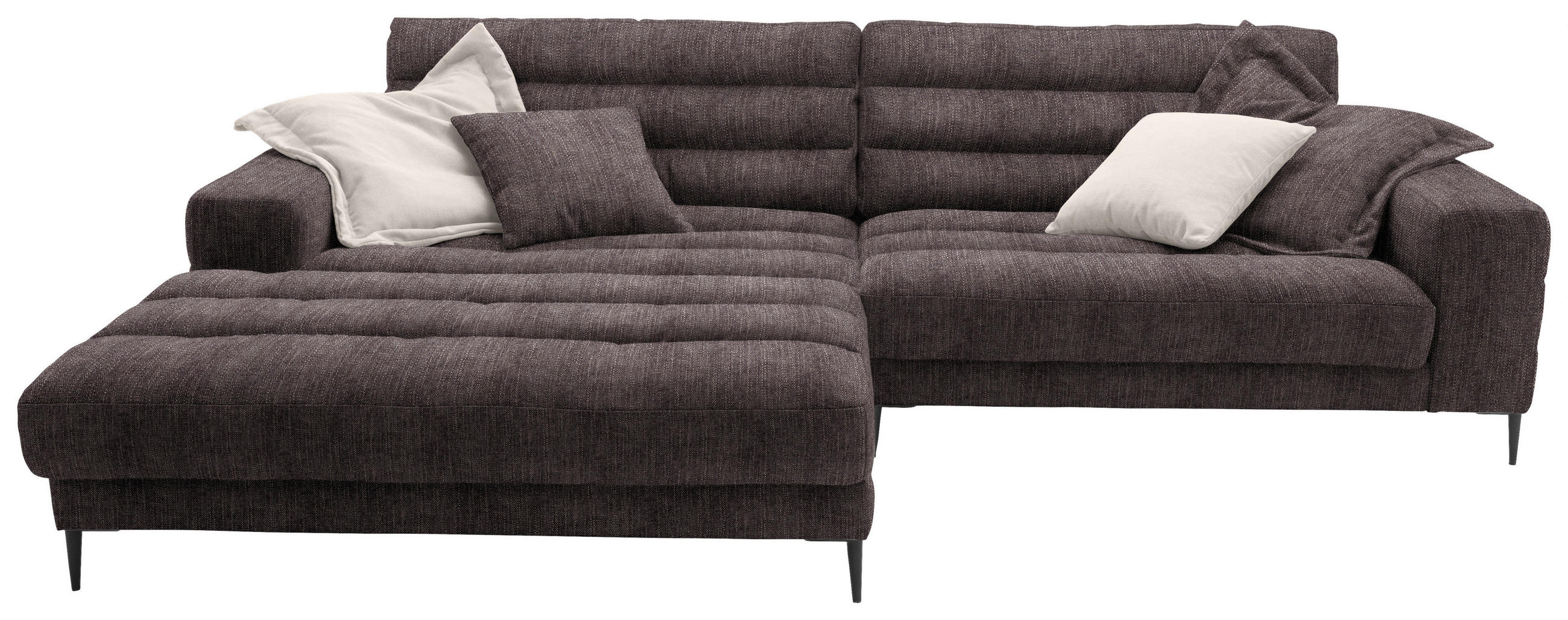 ECKSOFA in Flachgewebe Braun  - Schwarz/Braun, Design, Textil/Metall (207/296cm) - Dieter Knoll