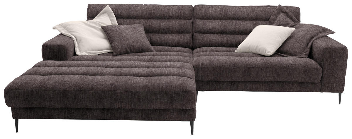 ECKSOFA in Flachgewebe Braun  - Schwarz/Braun, Design, Textil/Metall (207/296cm) - Dieter Knoll