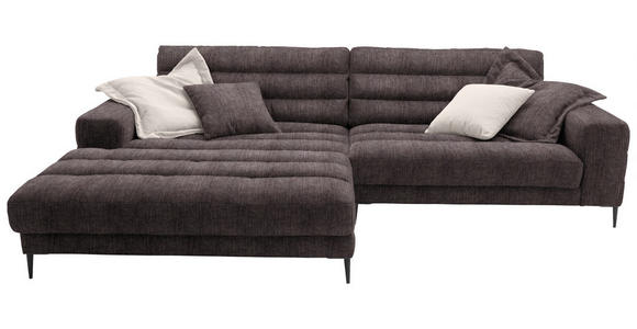 ECKSOFA in Flachgewebe Braun 207/296 cm - Schwarz/Braun, Design, Textil/Metall (207/296cm) - Dieter Knoll