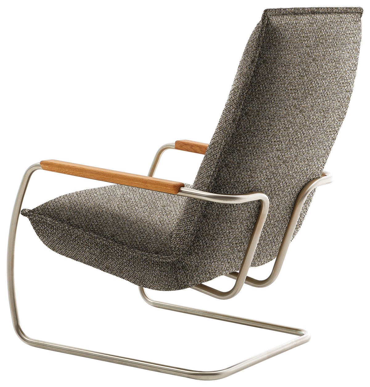 SESSEL in Flachgewebe Grün  - Edelstahlfarben/Eichefarben, Design, Holz/Textil (76/105/87cm) - Livetastic