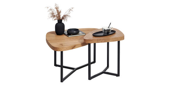 COUCHTISCH in Holz, Metall 48/45/45 cm - Eichefarben/Schwarz, Natur, Holz/Metall (48/45/45cm) - Novel