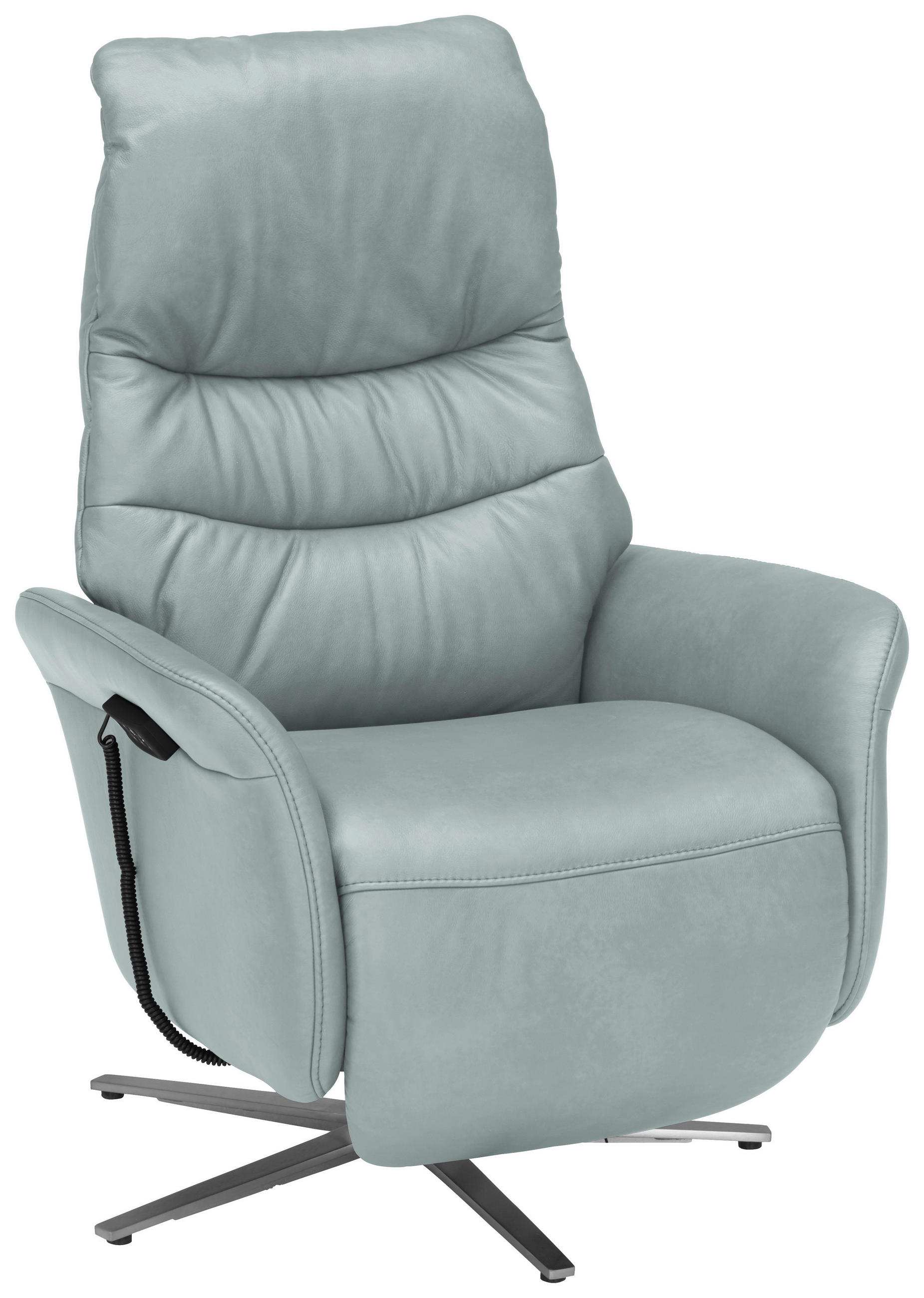 RELAXSESSEL in Leder Hellblau  - Edelstahlfarben/Hellblau, Design, Leder/Metall (78/117/89cm) - Himolla Komfortklass