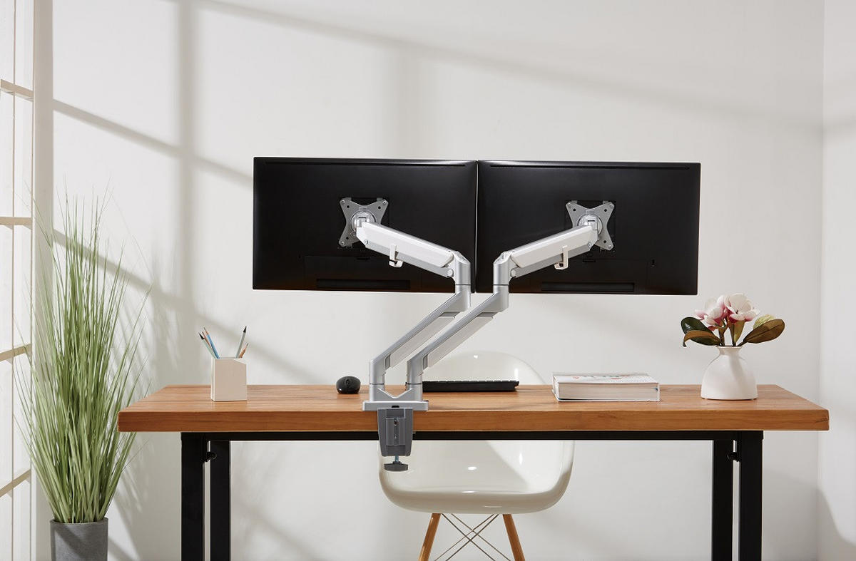 MONITOR-HALTERUNG Metall, Kunststoff Grau, Weiß  - Weiß/Grau, Design, Kunststoff/Metall (110/69,7/11,6cm) - Boxxx