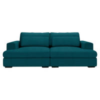 BIGSOFA in Cord Petrol  - Petrol/Schwarz, Design, Textil (223/80/158cm) - Lomoco