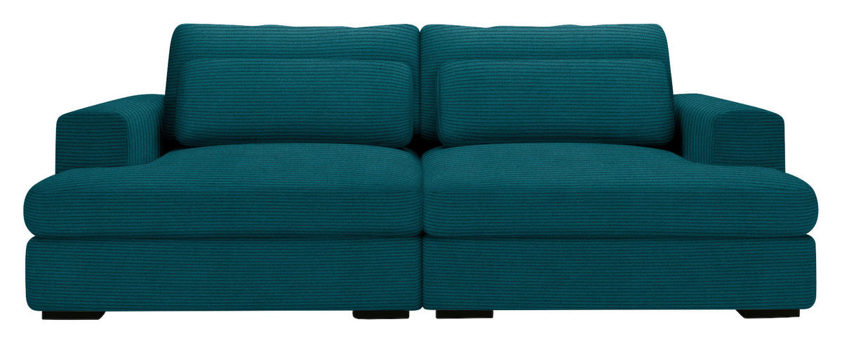 BIGSOFA in Cord Petrol  - Petrol/Schwarz, Design, Textil (223/80/158cm) - Lomoco
