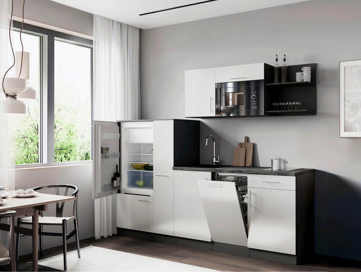 MODULKÖK 235 cm   i vit  - vit/grå, Trend, metall/trämaterial (235cm) - Respekta