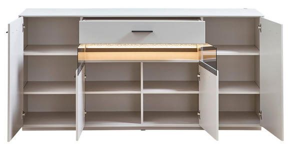 SIDEBOARD 180/85/45 cm  in Hellgrau, Sahara  - Hellgrau/Schwarz, MODERN, Glas/Holzwerkstoff (180/85/45cm) - Novel