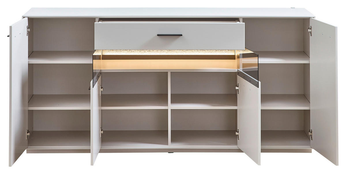 SIDEBOARD Hellgrau, Sahara  180/85/45 cm  - Hellgrau/Schwarz, MODERN, Glas/Holzwerkstoff (180/85/45cm) - Novel