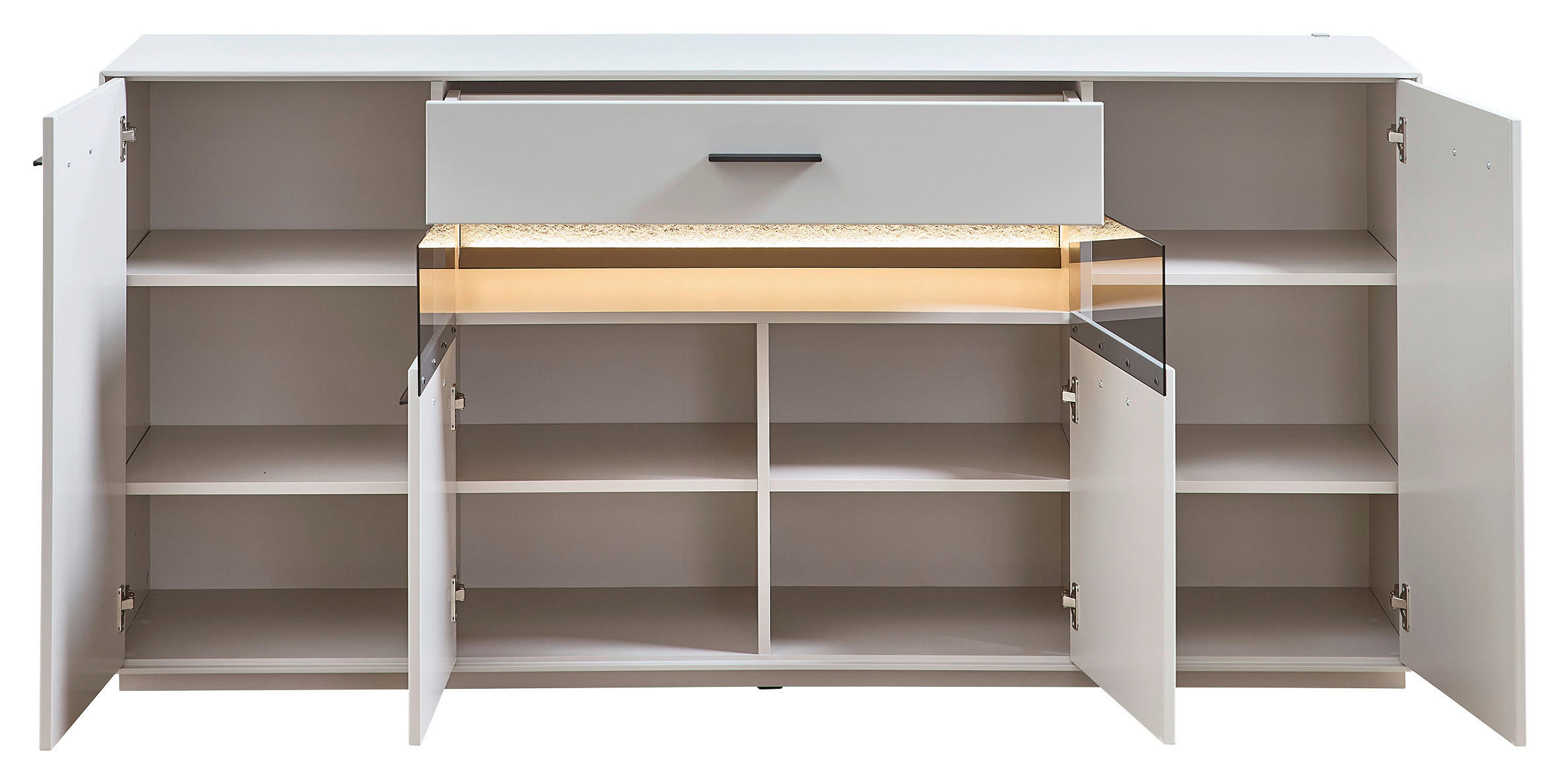 Thumbnail - Novel Sideboard, Hellgrau, Sahara, Metall, 6 Fächer, 1 Schublade(n) Schubladen, 180x85x45 cm, Typenauswahl, Wohnzimmer, ...