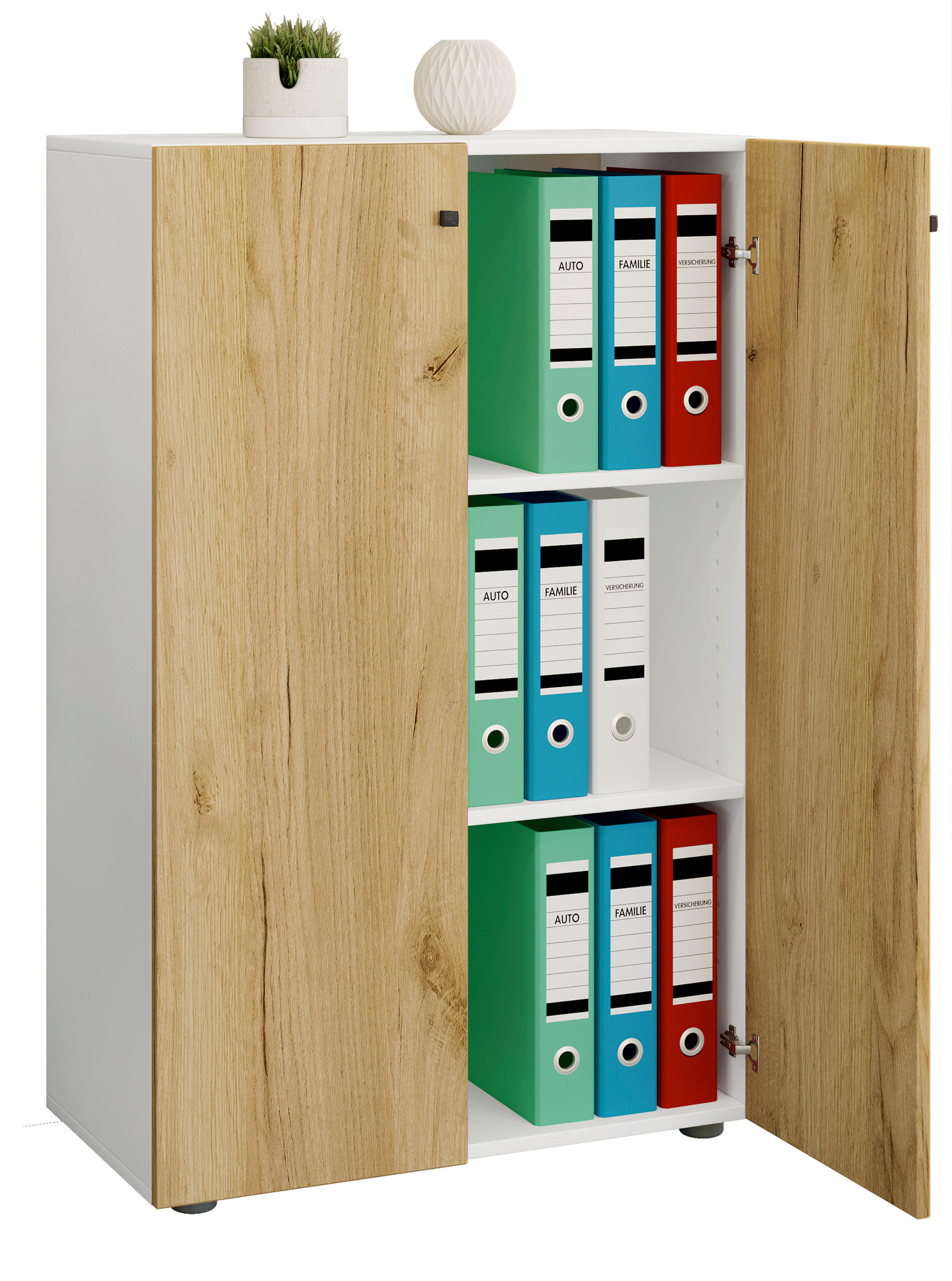 AKTENSCHRANK Weiß, Buchefarben  - Buchefarben/Weiß, Design, Holzwerkstoff (70/110/39cm) - MID.YOU