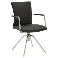 ARMLEHNSTUHL  in Echtleder pigmentiert  - Schwarz, Design, Leder/Metall (52/91/58cm) - Musterring