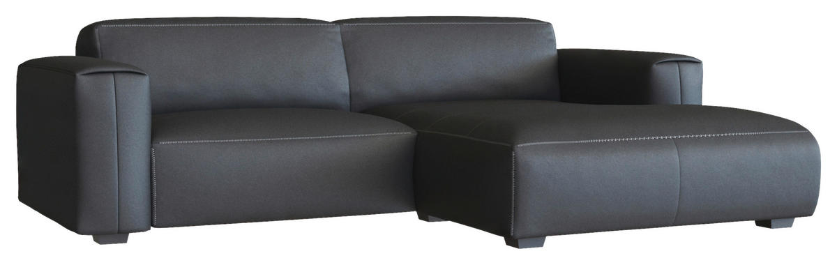 Freisteller von Livetastic ECKSOFA Schwarz Echtleder.