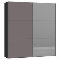 SCHWEBETÜRENSCHRANK 203/220/46 cm 2-türig Schwarz, Dunkelgrau  - Dunkelgrau/Silberfarben, Design, Glas/Holzwerkstoff (203/220/46cm) - Jutzler