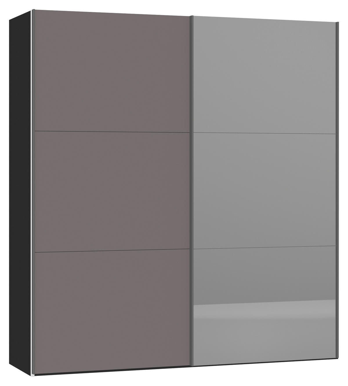 SCHWEBETÜRENSCHRANK 203/220/46 cm 2-türig Schwarz, Dunkelgrau  - Dunkelgrau/Silberfarben, Design, Glas/Holzwerkstoff (203/220/46cm) - Jutzler