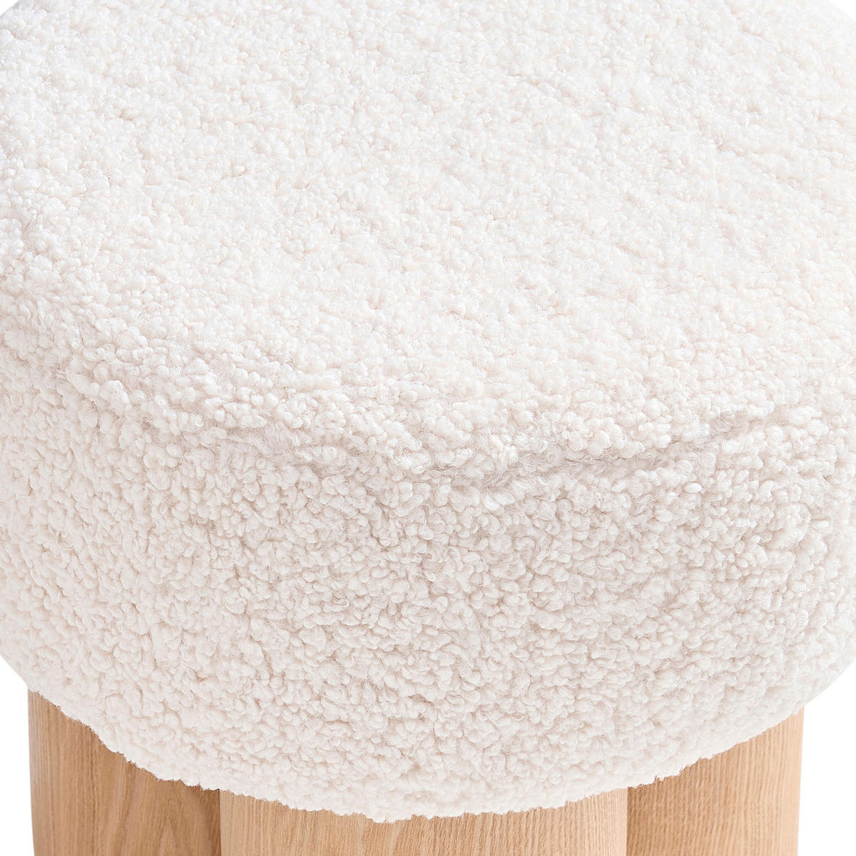 HOCKER Teddystoff Naturfarben, Weiß  - Naturfarben/Weiß, MODERN, Textil (50/49/50cm) - Livetastic