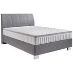 BOXSPRINGBETT 140/200 cm  in Platinfarben  - Platinfarben/Chromfarben, KONVENTIONELL, Kunststoff/Textil (140/200cm) - Hom`in