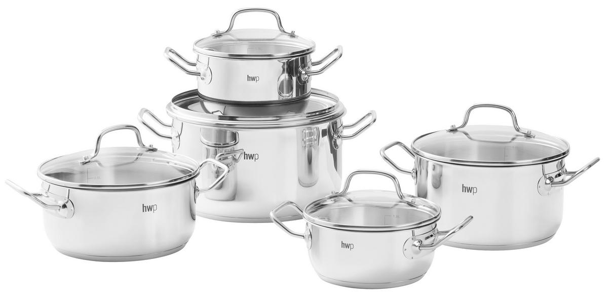 KOCHTOPFSET Palma 5-teilig  - Klar/Edelstahlfarben, Basics, Glas/Metall - Homeware Profession.